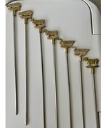 7 Vintage Stainless Steel And Brass Animal Kebob Skewers Coppersource - $14.80
