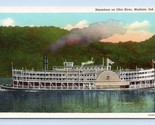 Steamboat on Ohio River Madison Indiana IN UNP WB Postcard P2 - $4.90
