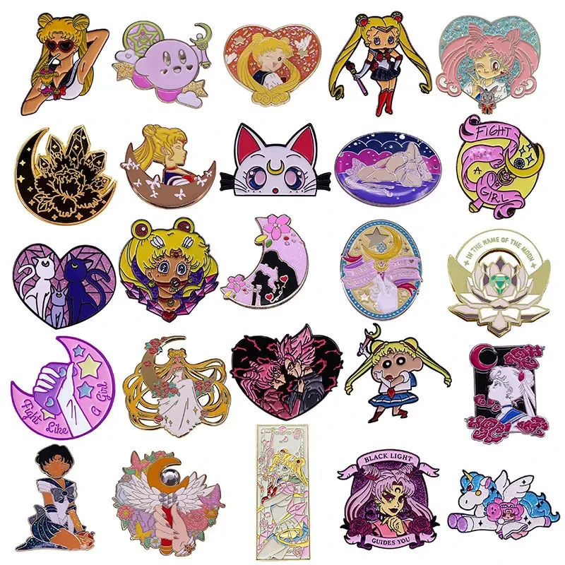 Sailor Moon Enamel Pins Magic Girl Moon Brooches Lapel Pins for Backpack - £5.78 GBP+