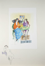 &quot;Two at Tea in Tel Aviv&quot; By Itzchak Tarkay Signed Original Watercolor &amp; Pencil - £5,046.02 GBP