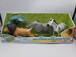 Play Right Light and Sound Safari Animal Playset Lion Zebra Elephant New!! - £18.89 GBP