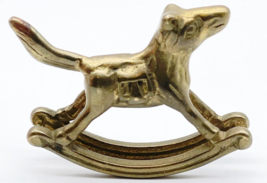 Vintage Brass Rocking Horse Figurine Miniature 2.5&quot; Statue Decor Gold Nu... - £5.75 GBP