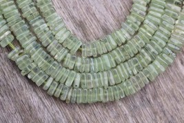 8 inches of smooth Prehnite heishi square gemstone beads, 1 X 4.5 MM -- 2 X 5 MM - $27.59