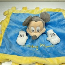 Disney Parks My First Mickey Mouse Lovey Plush Security Blankie Yellow BlueTag - £15.96 GBP