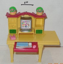 LOVING FAMILY DOLLHOUSE FISHER PRICE HOME OFFICE COMPUTER DESK Pull-out ... - $14.64