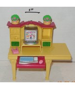 LOVING FAMILY DOLLHOUSE FISHER PRICE HOME OFFICE COMPUTER DESK Pull-out ... - £11.48 GBP