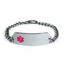 Medical Alert ID Bracelet with Pink enamel emblem. Free medical Emergency Card! - £23.58 GBP