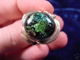 (#DR9-18), Size 9 Dichroic Glass Silver Ring Jewelry Silver Green - £24.62 GBP