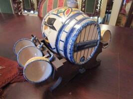 QUIMPER France Barrel and 6 Cups and Rack Liquor Henriot Quimper 1920&#39;s - $4,709.08 MXN