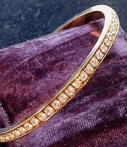 Glittering Vintage AVON Golden Rhinestone Bangle Bracelet - £27.49 GBP