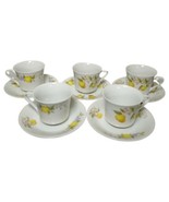Toscany Citron Hand Painted Fine China Japan Cup and Saucer Set of 5 - £23.59 GBP