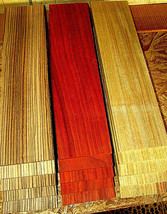 6 Pieces Kiln Dried Sanded Thin Zebrawood, Padauk, Canarywood 24&quot; X 3&quot; X 1/4&quot; - £41.90 GBP