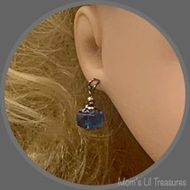 Dark Turquoise Blue Glass Dangle Doll Earrings • 18 Inch Fashion Doll Jewelry - £3.87 GBP