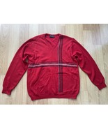 Gionfriddo Men&#39;s V Neck Red Sweater 50% Merino Wool Made Italy Gray Blac... - $340.71 MXN