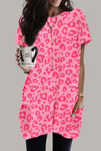 Pink Leopard Print Short Sleeve Tunic Top - £13.64 GBP