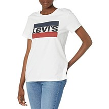 MSRP $25 Levi&#39;s Women&#39;s Perfect Tee-Shirt White Size Large (STAINED) - £14.21 GBP