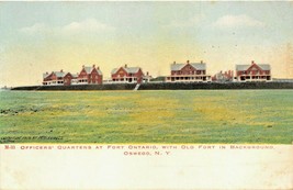 OSWEGO NY~OFFICERS QUARTERS AT FORT WITH OLD FORT IN BACKGROUND 1900s PO... - $5.92