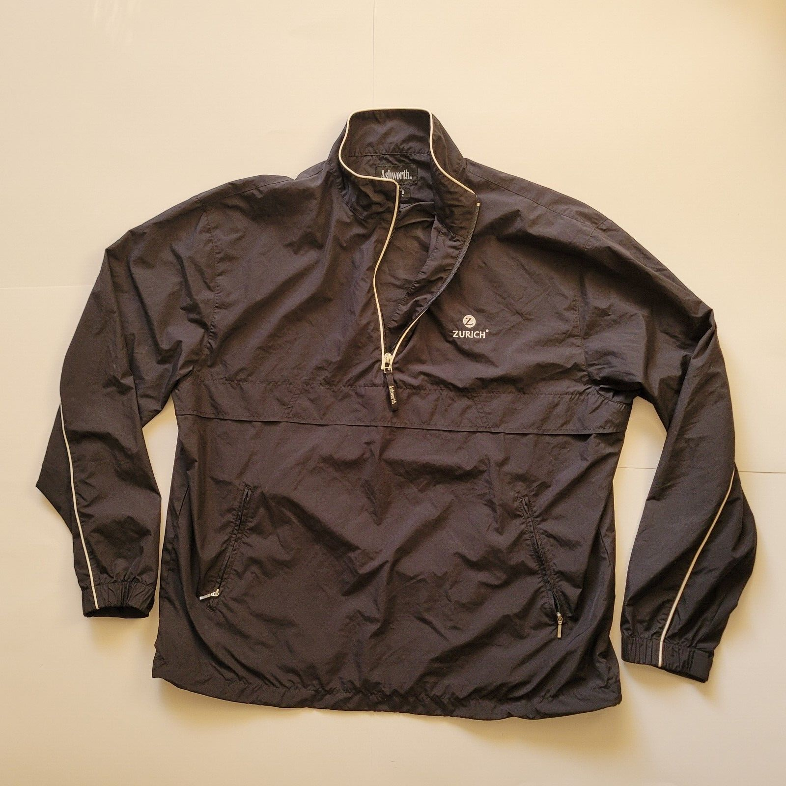 Primary image for Zurich Ashworth Men Size L Black Windbreaker Water Resistant feather light