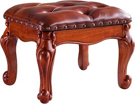 Microfiber Leather Upholstered Foot Stool For Living Room, Sofa, Entryway, Solid - £96.25 GBP