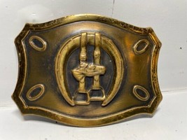 Vintage Western Horse Head Belt Buckle Brass 60s - $9.49