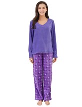 RH Pajama Set Womens Printed Comfy Fleece Long Sleep-Lounge PJ Set Night... - $28.99