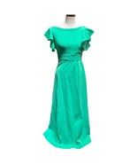 Vintage 1970s Giamo Knits High Quality Green Women&#39;s Maxi Dress Ruffle T... - $67.56