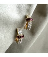 Certified Authentic Vtg Christian Dior Clip Golden Earrings Faux Ruby - $2,132.21 MXN