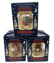Norman Rockwell Christmas Ornaments from Saturday Evening Post Set Lot 3 Vintage - £28.95 GBP