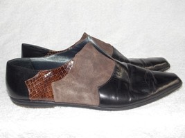 Albanese Roma Leather Snake Print Suede Slip On MULES 40 Used - $49.99