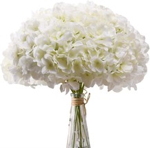 Ivory White Full Hydrangea Flowers Artificial With Stems For Wedding Hom... - $44.97