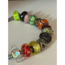 Authentic Trollbeads LAA sterling silver charm bracelet w/12 glass beads - $398.48