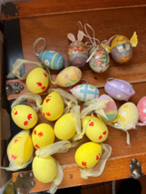 Large Lot of Painted Plastic Easter Chick Sugary Coated Polka Dot Pastel Egg Tre - £11.85 GBP