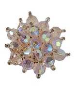 Vintage Aurora Borealis Crystal Bead Cluster Rhinestone Brooch Pin - $461.51 MXN