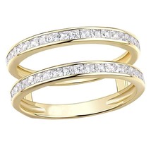0.50CT Princess LC Moissanite Wedding Band Enhancer Ring Gold Plated Silver - £101.45 GBP