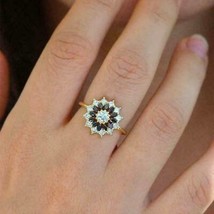 2,10 Karat Verlobungsring mit schwarzen Diamanten und Clustern im... - £78.61 GBP