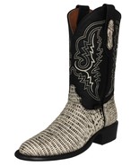 Mens Natural Cowboy Boots Leather Teju Lizard Print Western Wear Round T... - €102,67 EUR