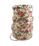 Rose Floral Round 3pc Decorative Hat Storage Nesting Boxes - $70.00