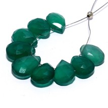 Natural Green Onyx Faceted Pear Beads Briolette Loose Gemstone Jewelry - £4.42 GBP