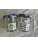 Empty set of 2 mini Bonne Maman jelly jars blue white lids craft supply ... - €17,15 EUR