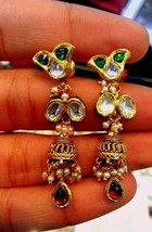 Vintage Fabulous Kundan Jadau Earring Stud Tops Handmade Design 22K Yellow Gold - £3,492.08 GBP