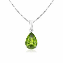 Authenticity Guarantee 
ANGARA Pear-Shaped Peridot Solitaire Pendant Necklace... - £462.54 GBP
