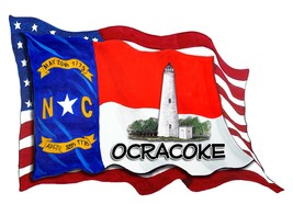 USA NC Flags Ocracoke Lighthouse OBX Decal Sticker Car Wall Window Cup Cooler - £5.46 GBP+
