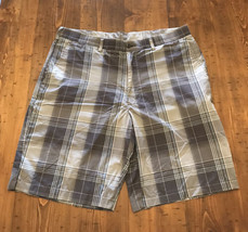 Ben Hogan Shorts Mens 36 Golf Gray Plaid Flat Front - £9.40 GBP