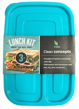 3 Pack Fresh Clean Concepts Lunch Kit 3 Sections In Each Container with Lid - £11.07 GBP