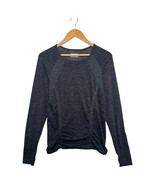 Athleta Top Womens Large Black Seamless Long Sleeve Ruched Round Neck 72... - $20.29 CAD