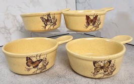 Vintage Treasure Craft Stoneware Set Of 4 Butterfly Soup Bowls with Handle - $456.43 MXN