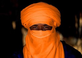 14&#39; Orange Tuareg Scarf, Ethnic Turban, Long Handmade Berber scarf, Moro... - £59.77 GBP