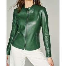 Women green sheepskin leather jacket Women designer real green leather jacket 23 - £110.78 GBP