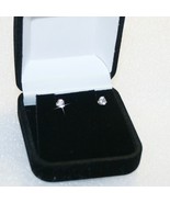 Small Diamond Alternatives Stud Earrings Basket Setting 3mm Solid 14k Wh... - £42.67 GBP