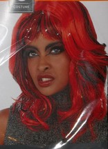 Halloween Costume Adult Red Black Witch Wig Theater Witches Gothic Redhead Bangs - £15.97 GBP